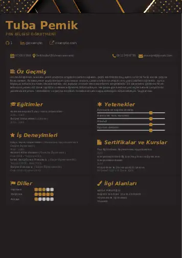 Fen Bilgisi Öğretmeni CV Örnekleri cv indir